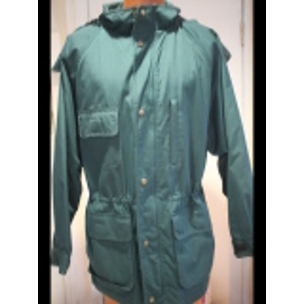 Eddie Bauer Mens Large Green Jacket Plaid Wool Lined Hooded Outdoor Coat